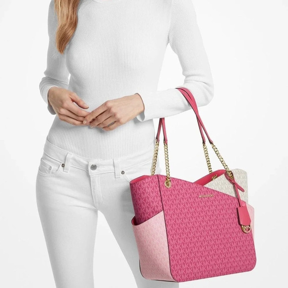 COPY - Michael Kors Shoulder Bag Xchain Jet Set LG Color-Block Logo Tote Electr… - Picture 11 of 11